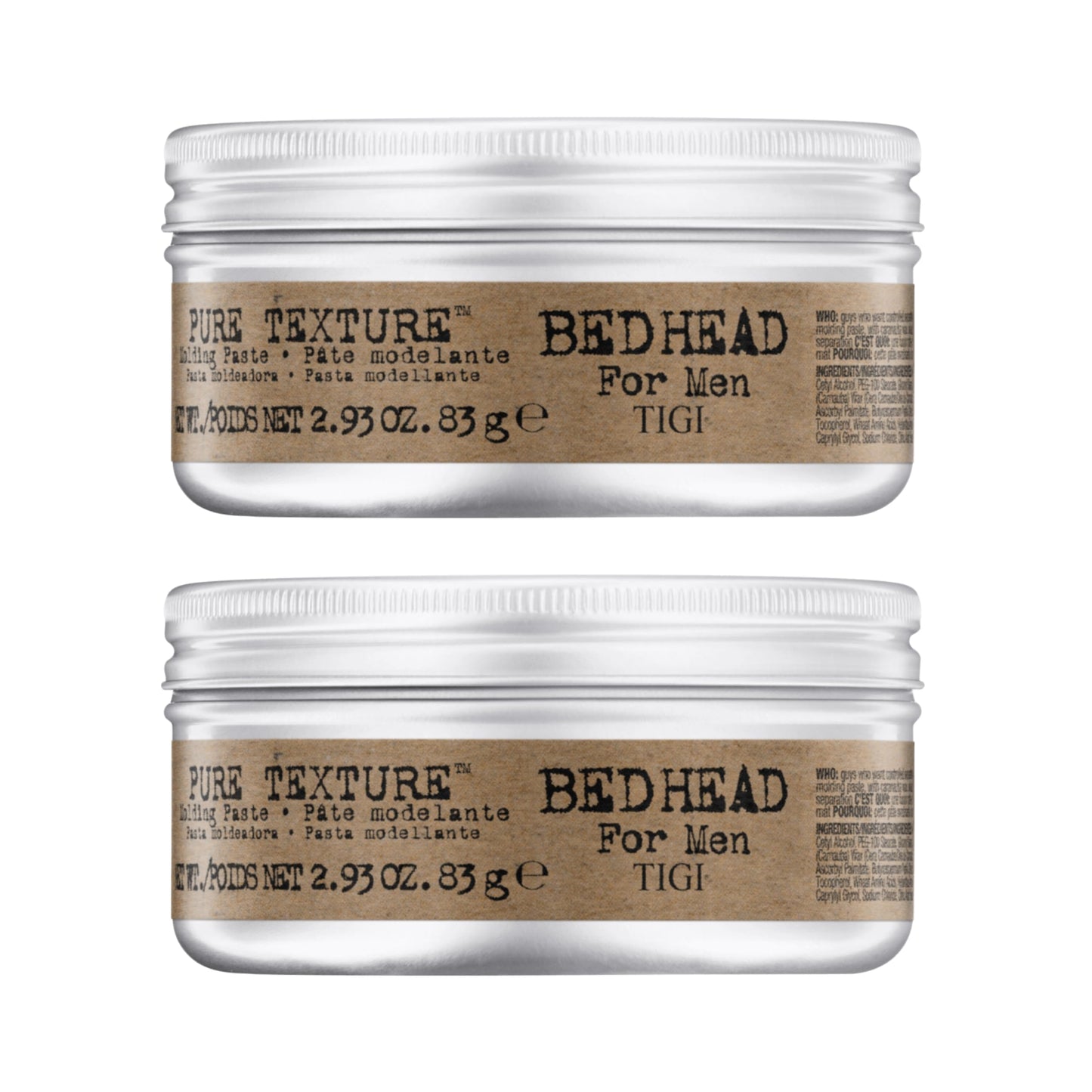 Bed Head Pure Texture Molding Paste for Men – Texture, Hold & Matte Finish (2-Pack)
