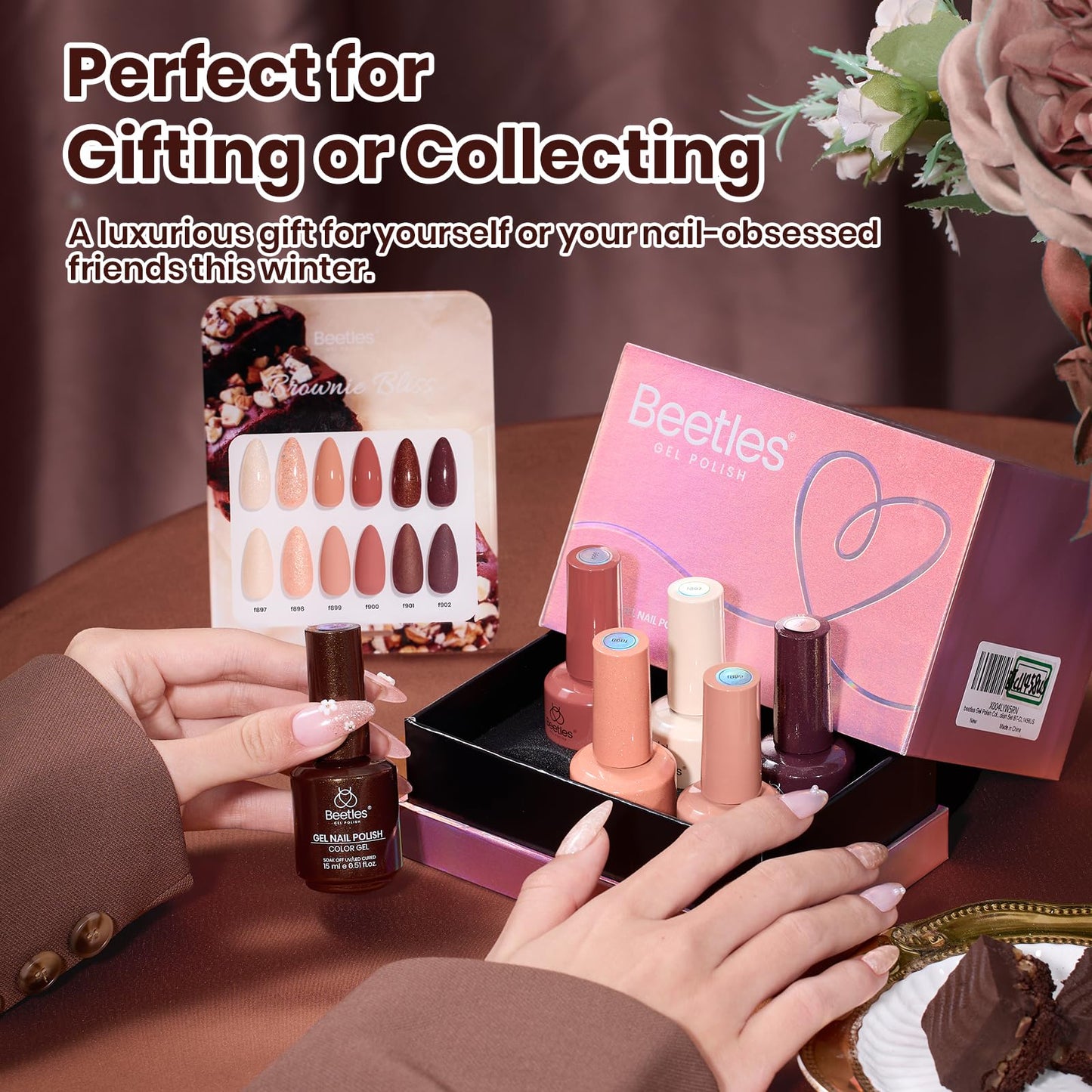 Beetles Brown Gel Polish Set — 6 Warm Brown Shades, 7.5ml Each, Cruelty-Free