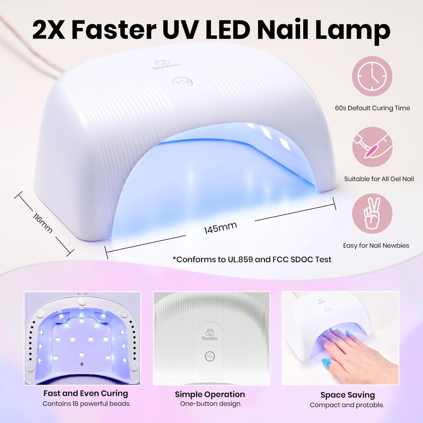 Beetles Gel Nail Polish Kit with UV Light – 81 Pcs, 55 Colors & Base/Top Coats