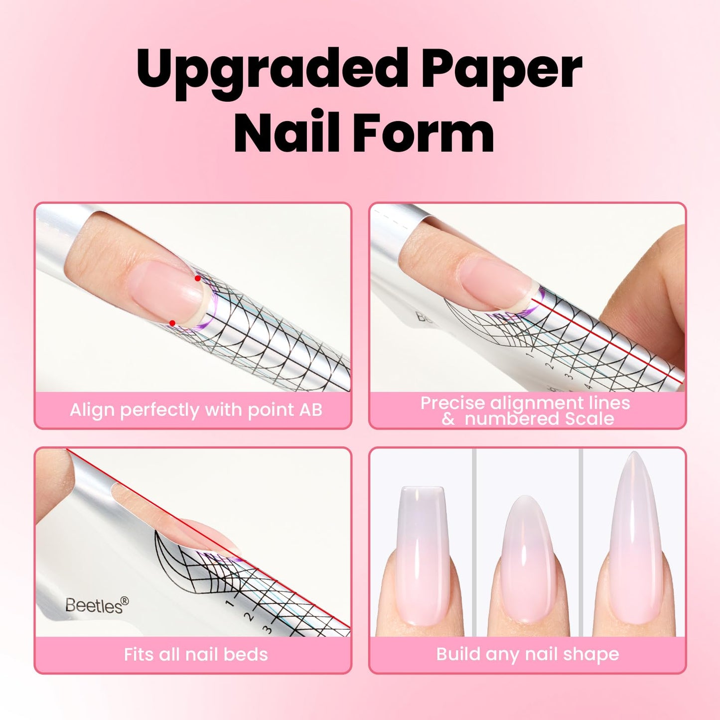 Beetles Hard Gel Kit – 3 Colors 9-in-1 Builder Gel for Salon Nails (Nude, Pink, Clear) UV/LED Cure