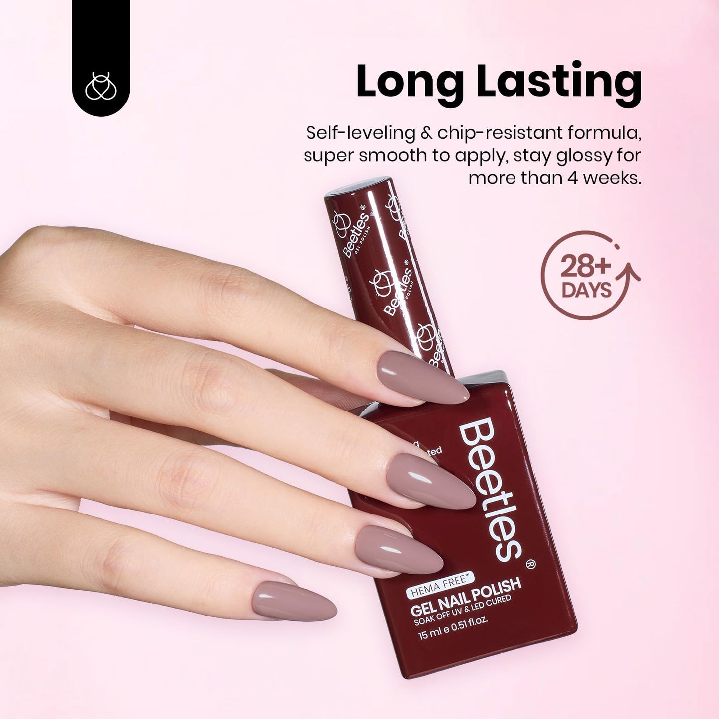 Beetles Neutral Gel Polish Set – 6 HEMA-Free Nude Brown Shades, Same-Color Bottle, Soak-Off UV/LED