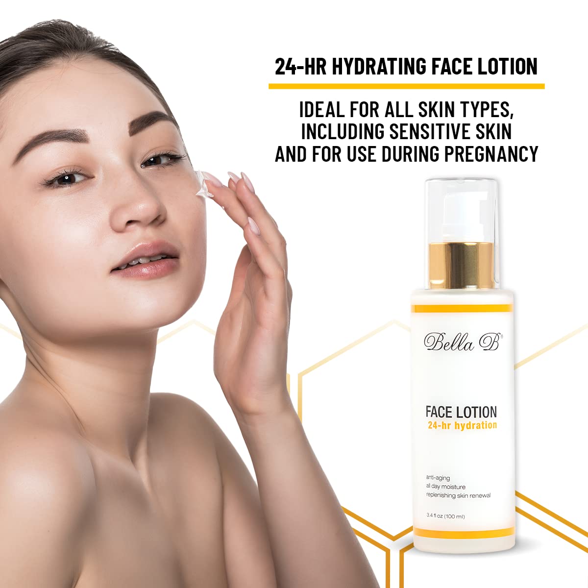 Bella B Face Lotion 3.4 oz – Pregnancy Safe, Natural Moisturizer for Radiant Skin