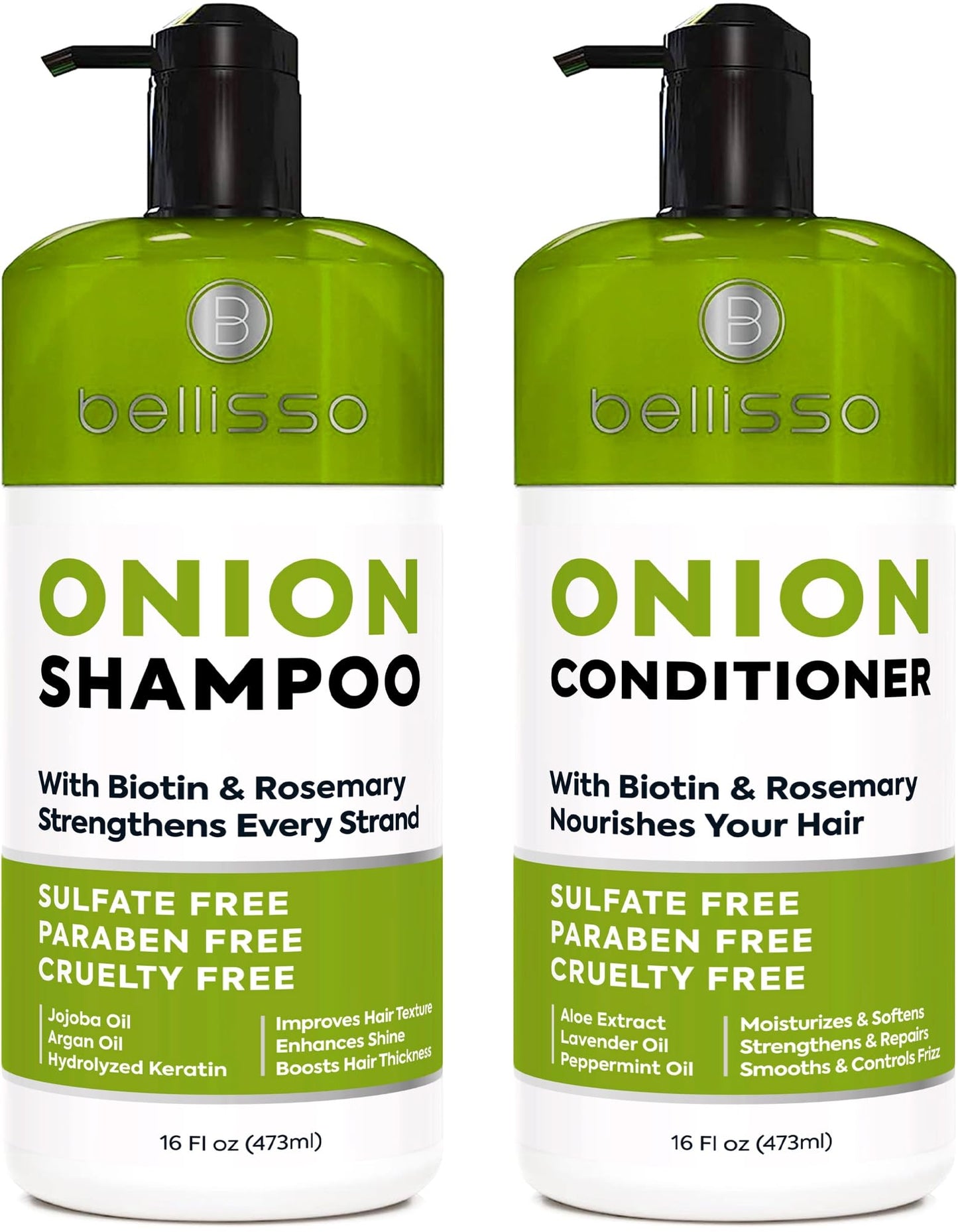 Bellisso Onion Shampoo & Conditioner Set – Rosemary & Biotin for Thick, Voluminous Hair (Sulfate Free)
