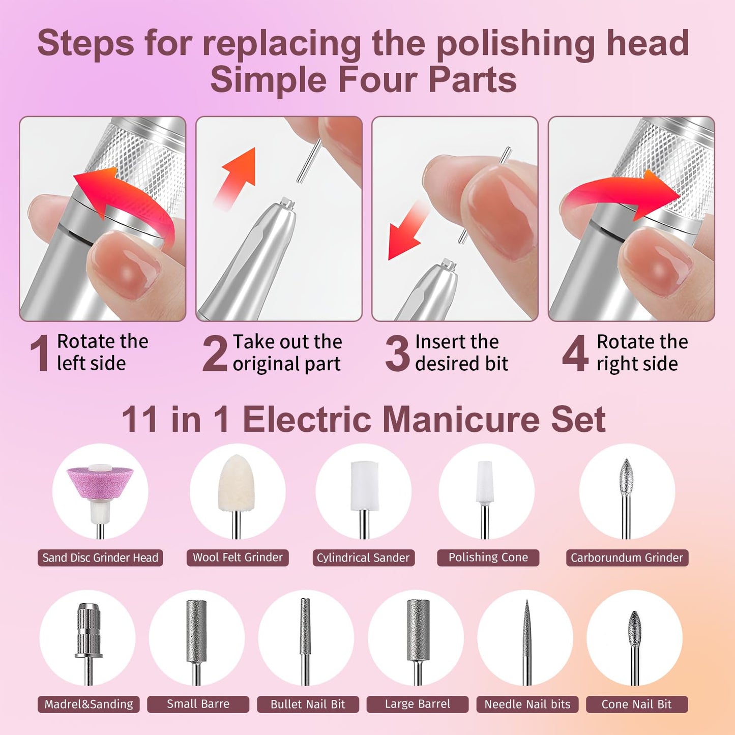 Belovedone Professional Nail Drill — 35000RPM Cordless Nail File for Home Salon