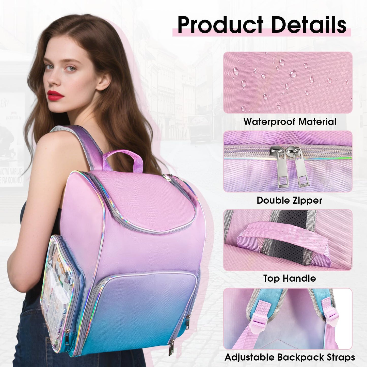 Beloving Nail Polish Organizer Backpack – 60-Bottle Capacity, 2 Removable Cases, UV Lamp Slot