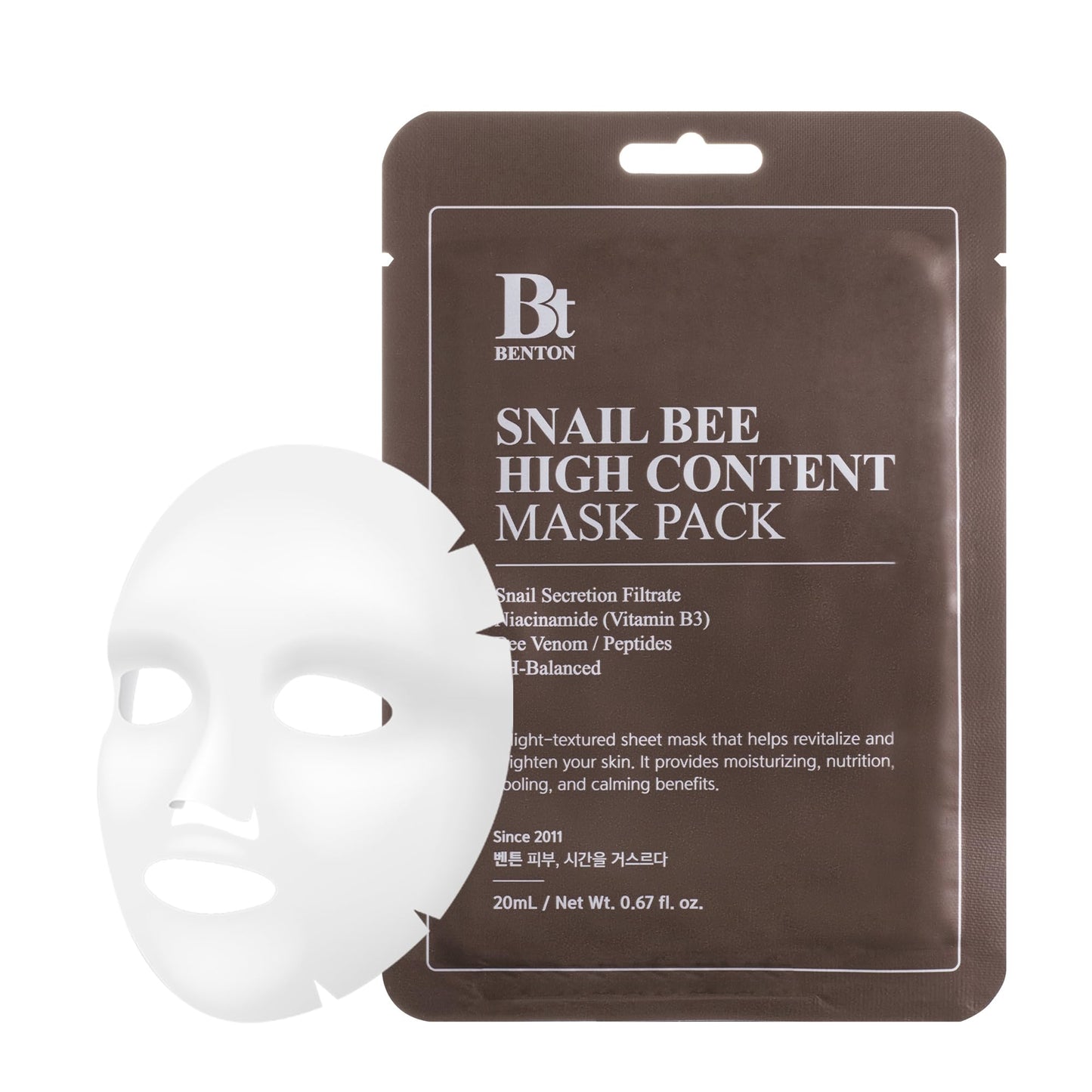 BENTON Snail Bee High Content Mask Pack (20g / 10 Sheets) – Hydrating & Soothing Facial Masks