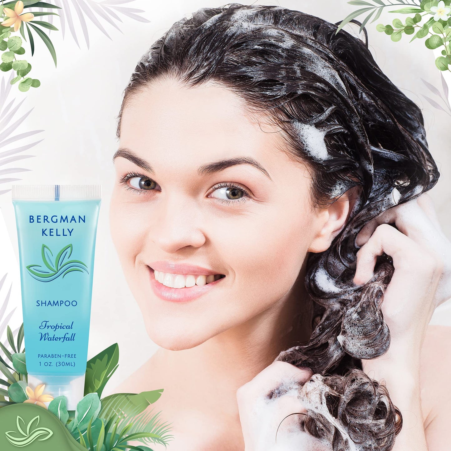 BERGMAN KELLY Hotel Toiletries Bundle – Tropical Waterfall, 1 oz Each, 125 Pieces | 5-Piece Set