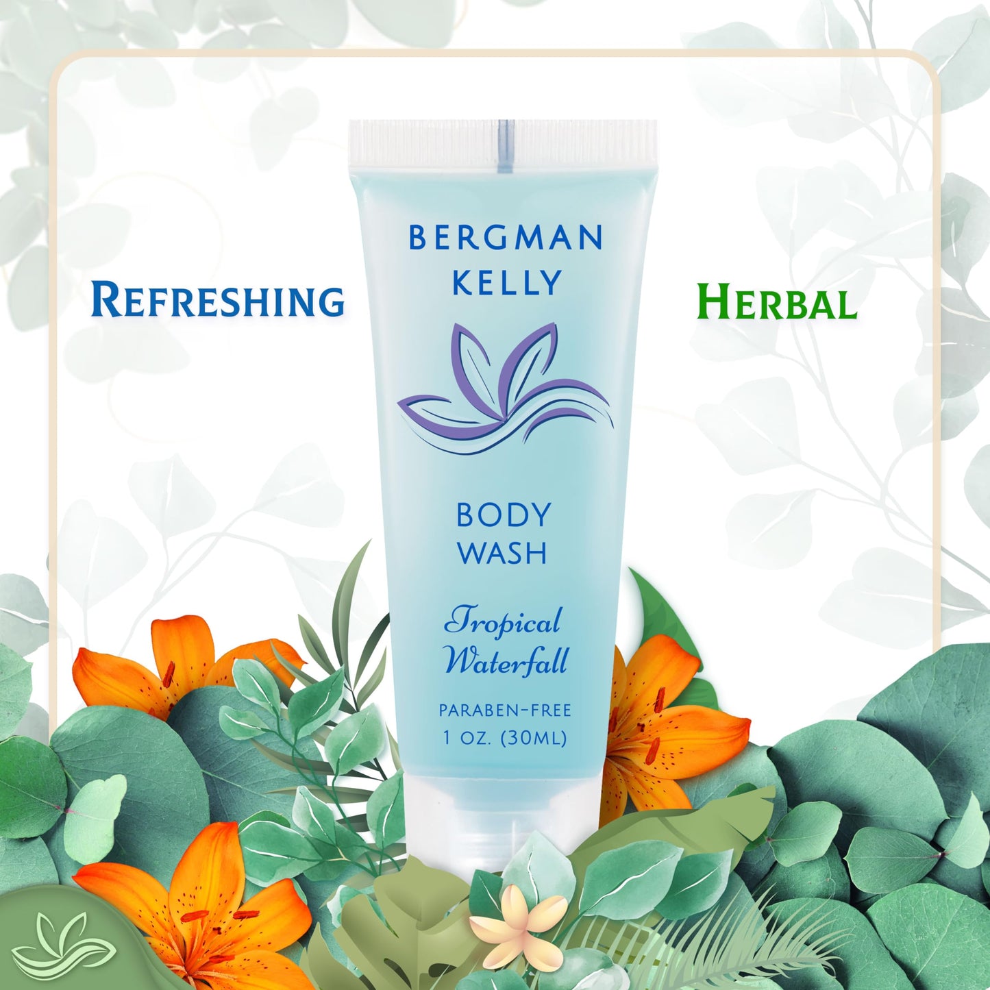 BERGMAN KELLY Travel Size Body Wash – Tropical Waterfall, 1 oz (100 Pack)