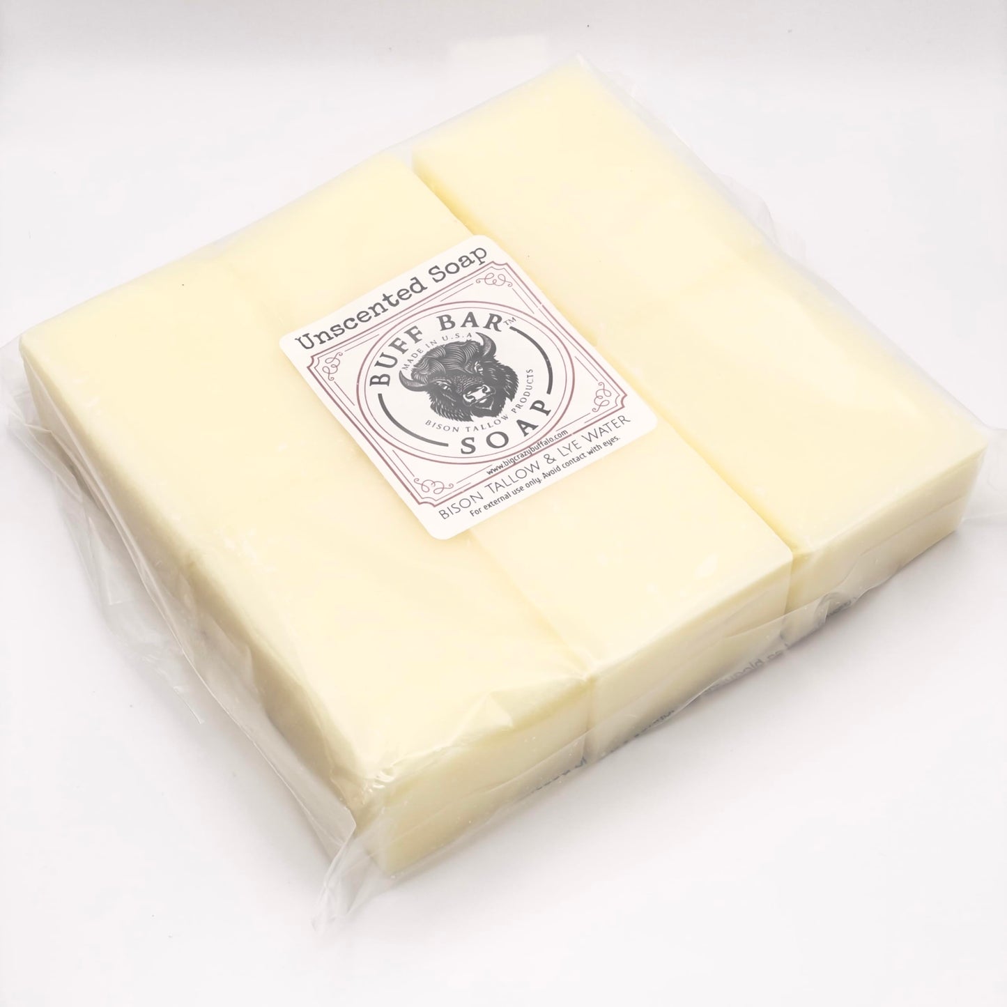 Big Crazy Buffalo BUFF BAR Bison Tallow Soap Bar (6 Pack, Unscented) – 2-Ingredient Moisturizing Soap for Face, Body & Shave