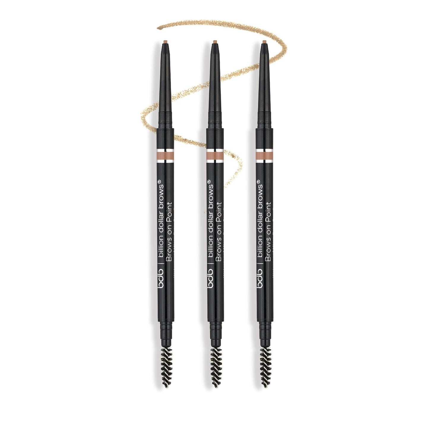 bdb Brows on Point Micro Brow Pencil - Precision Tip & Spoolie, Waterproof, Blonde, 3-Pack | Billion Dollar Brows