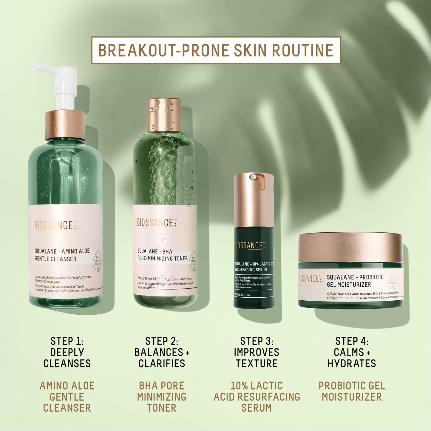BIOSSANCE Squalane + Probiotic Balancing Face Gel Moisturizer | For Oily & Acne-Prone Skin