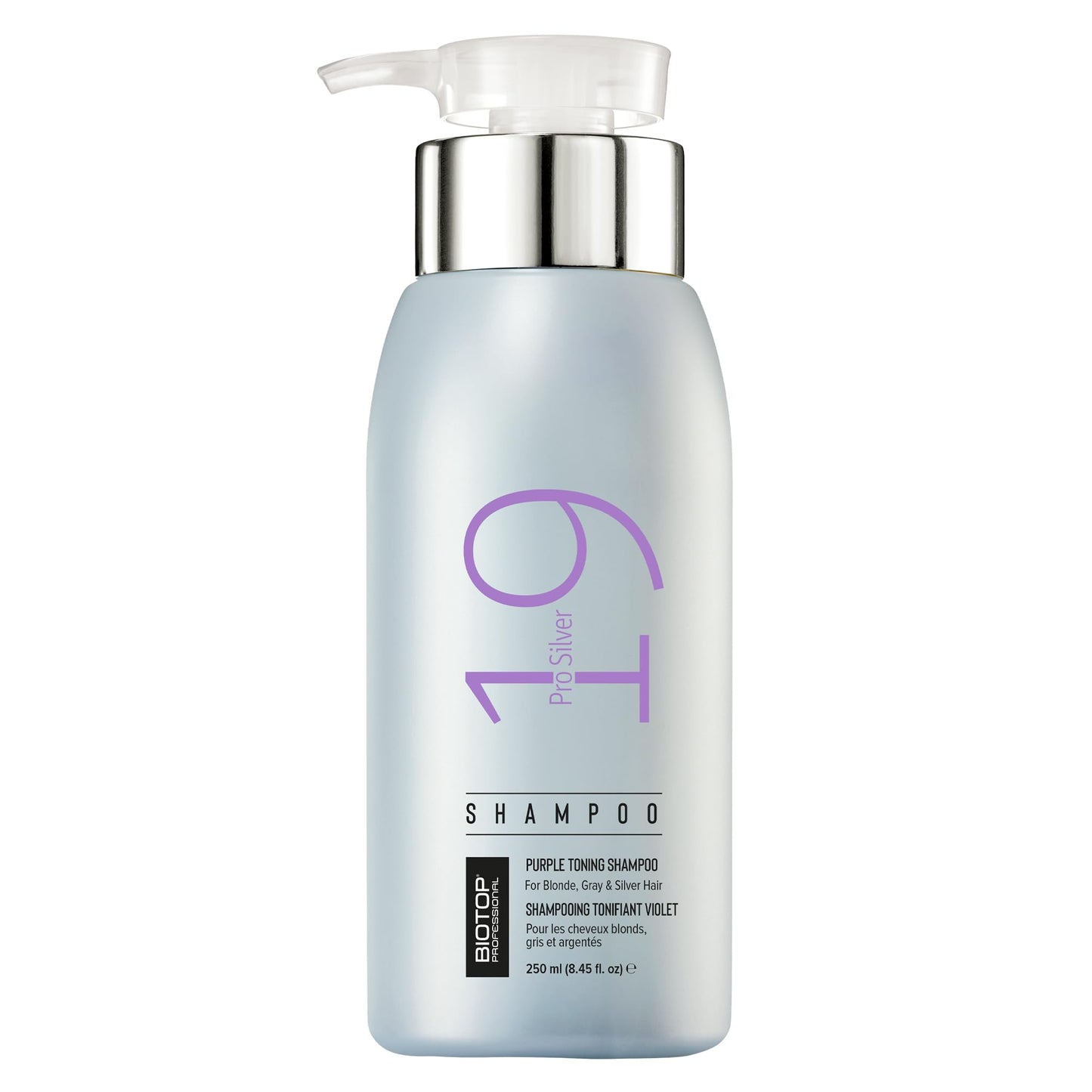 Biotop Professional 19 Pro Silver Shampoo – Neutralize Yellow & Brassy Tones for Blonde & Bleached Hair – 8.45 oz