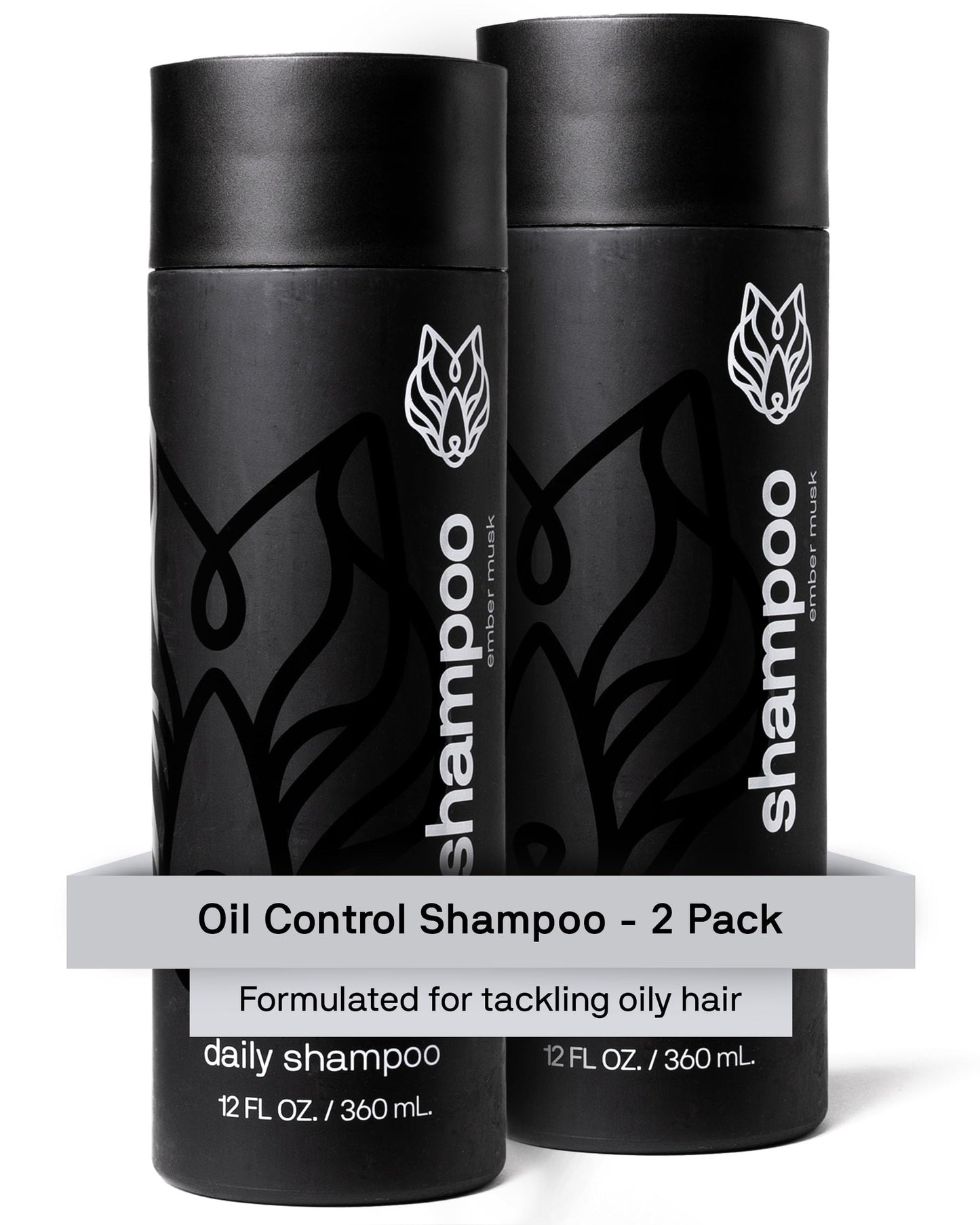Black Wolf 2-Pack Shampoo for Oily Hair – Charcoal-Infused Oil Control, 12 oz