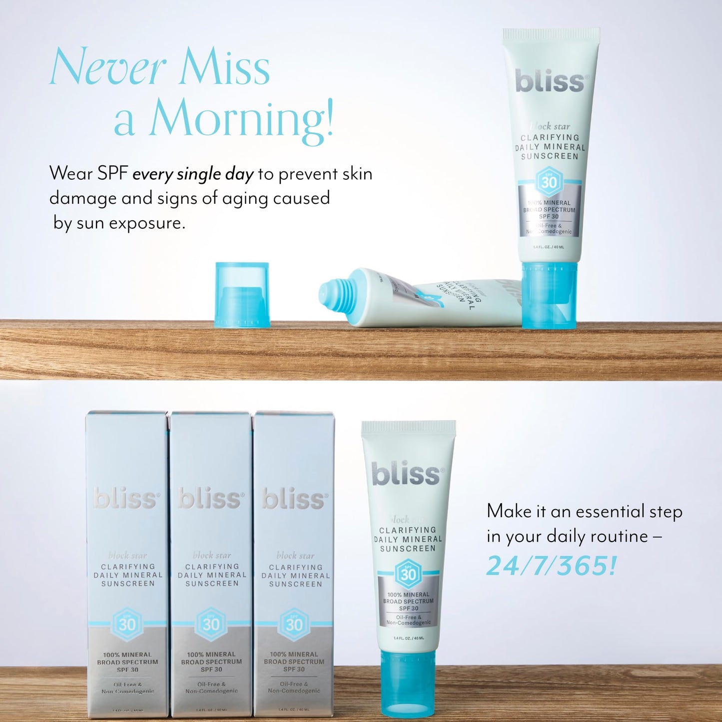Bliss Block Star Clarifying Daily Mineral Sunscreen SPF 30 — Non-Comedogenic, Pore-Safe