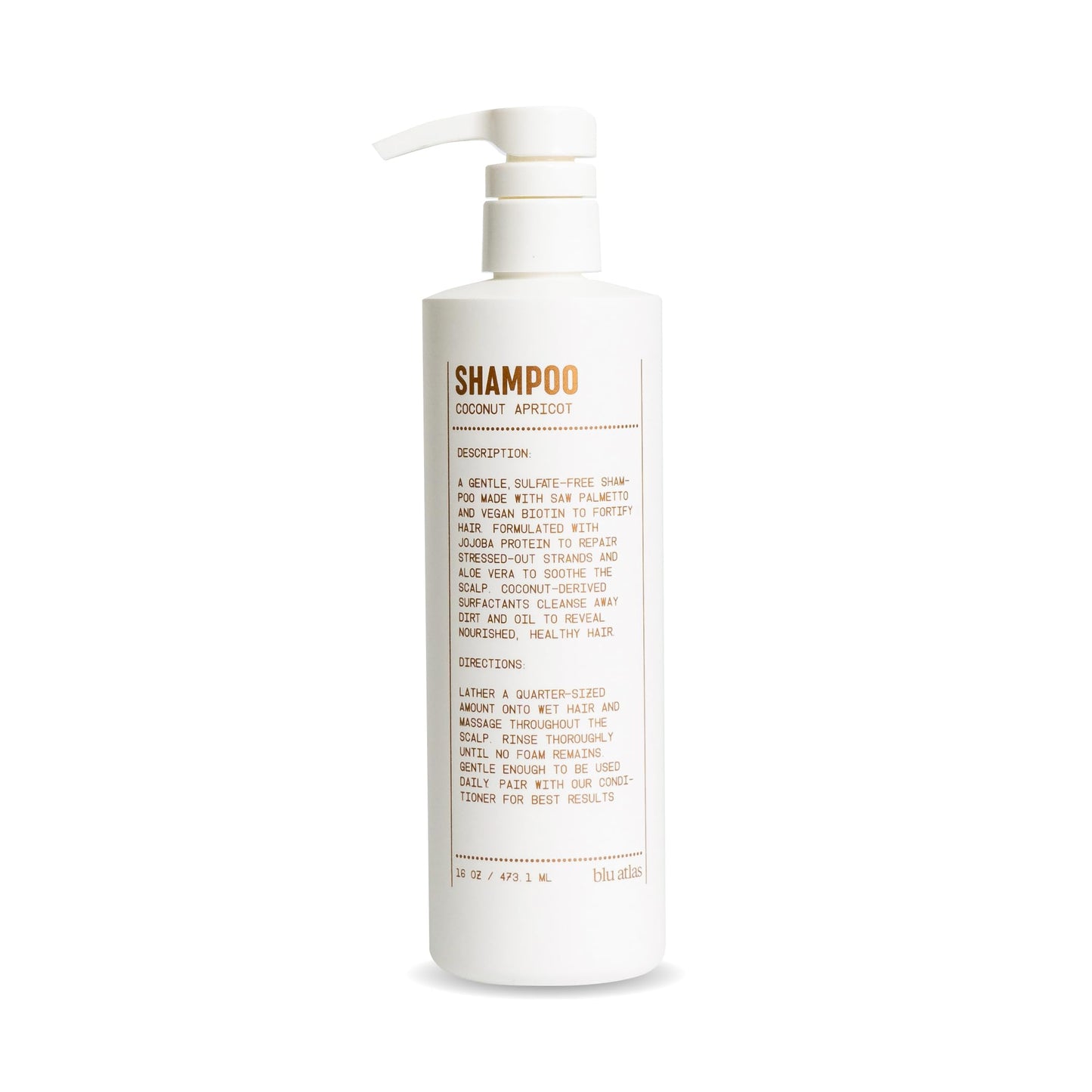 Blu Atlas Men's Natural Shampoo – Organic, Sulfate-Free & Paraben-Free | Deep Cleansing & Hydration | Coconut Apricot Scent | Made in USA | 16 oz