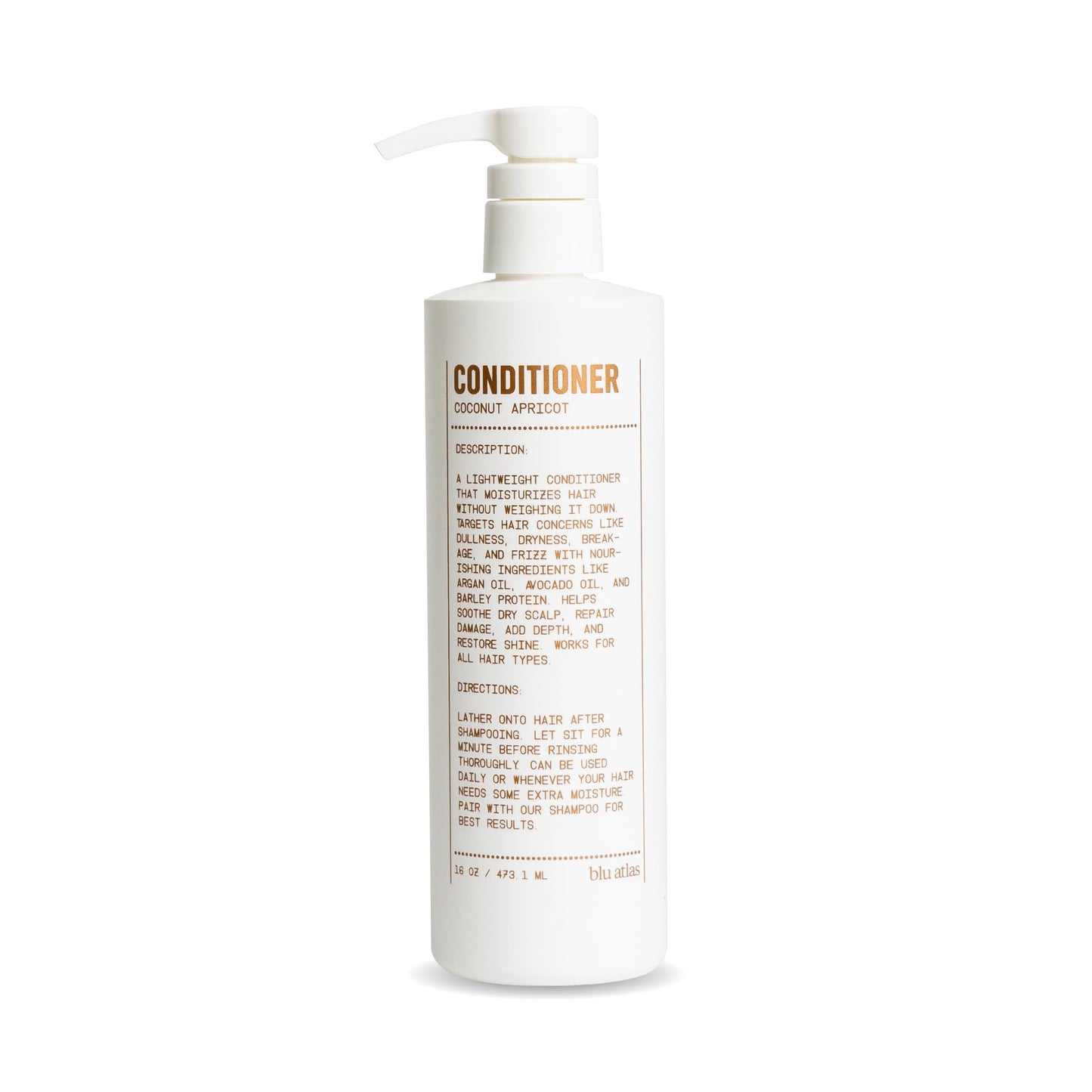 Blu Atlas Men's Natural Conditioner – Organic, Sulfate-Free, Coconut Apricot Scent, 16 oz