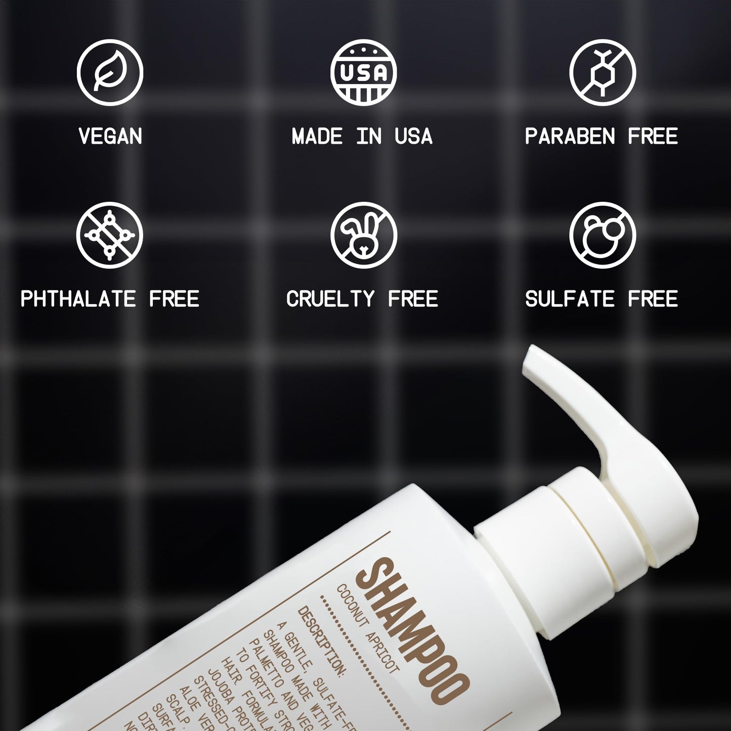 Blu Atlas Men's Natural Shampoo – Organic, Sulfate-Free & Paraben-Free | Deep Cleansing & Hydration | Coconut Apricot Scent | Made in USA | 16 oz