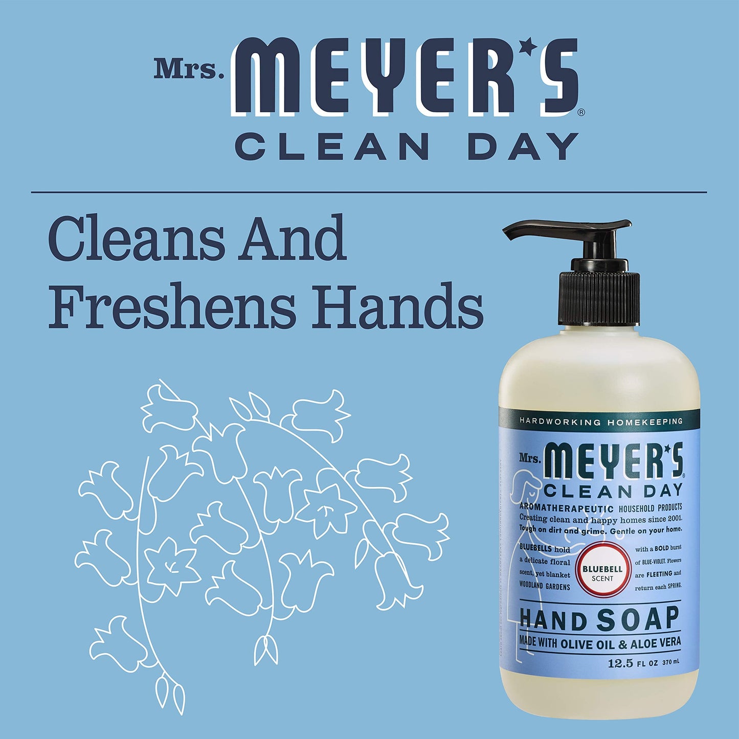 Mrs. Meyer's Clean Day Bluebell Liquid Hand Soap – 12.5 Fl Oz (Pack of 3)