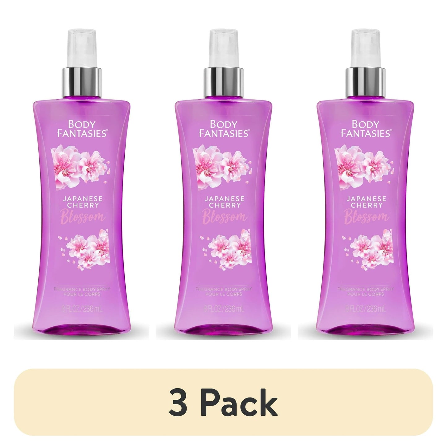 Body Fantasies Japanese Cherry Blossom Body Spray – Pack of 3 (8 oz Each)