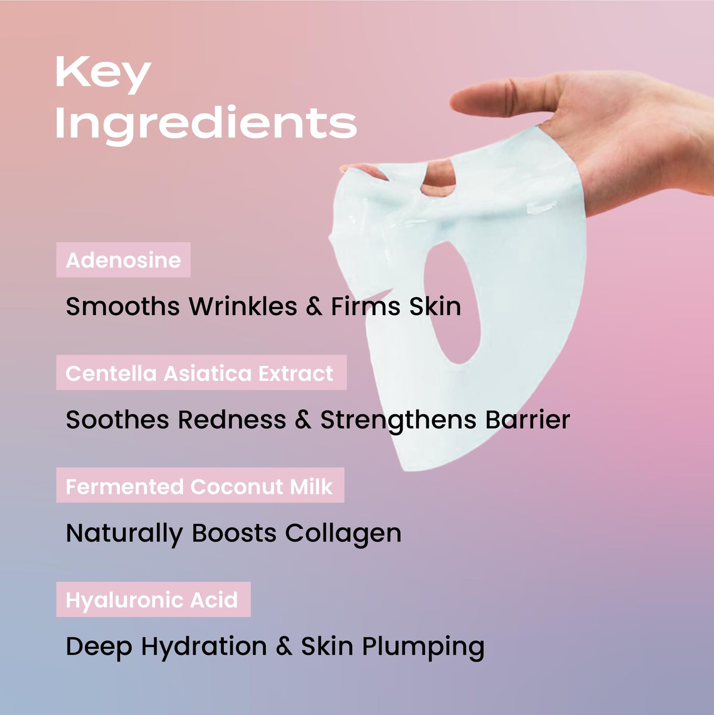 Body Restore Natural Collagen Face Mask 12 Pack – Fermented Coconut Water, Korean Skin Care