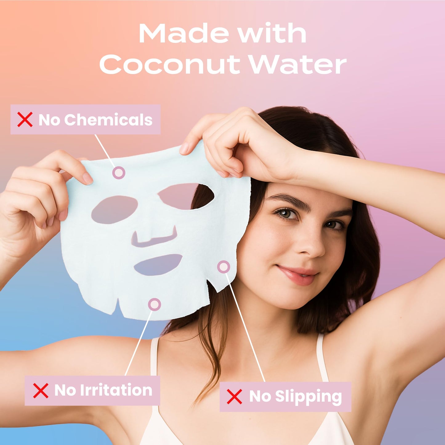 Body Restore Natural Collagen Face Mask 12 Pack – Fermented Coconut Water, Korean Skin Care