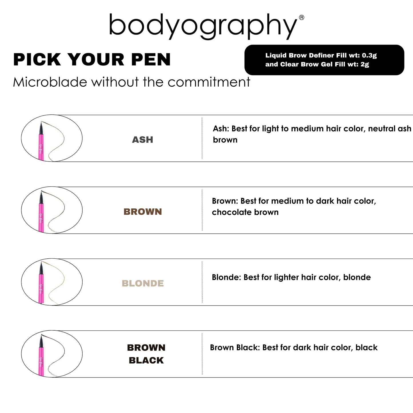 Bodyography Epic Brow: 2-in-1 Clear Gel + Micro-Fine Pen in Blonde – Long-Wear Brow Shaper