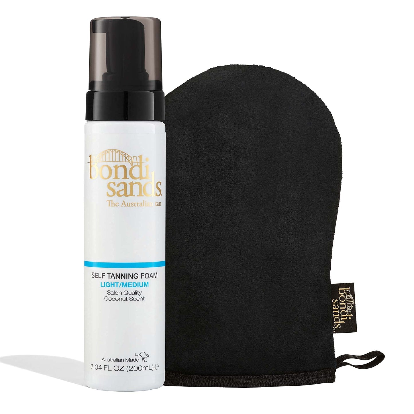 Bondi Sands Light/Medium Self Tanning Foam + Reusable Application Mitt — Flawless, Streak-Free Bronze
