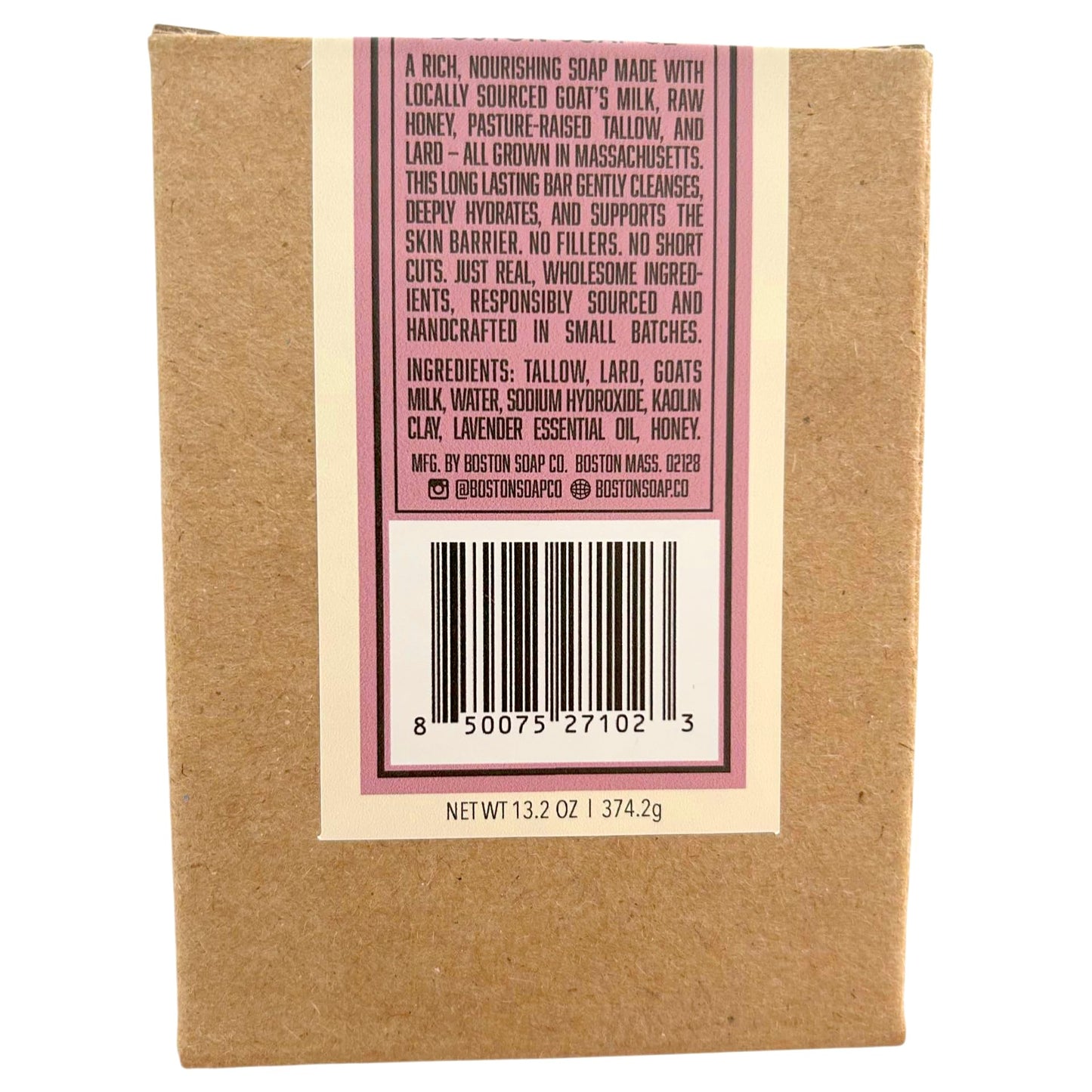 Boston Soap Co Goat Milk Soap with Tallow – Lavender Honey Milkies 4-Pack (3.3oz Bars) | Cold Process, Handmade in Boston