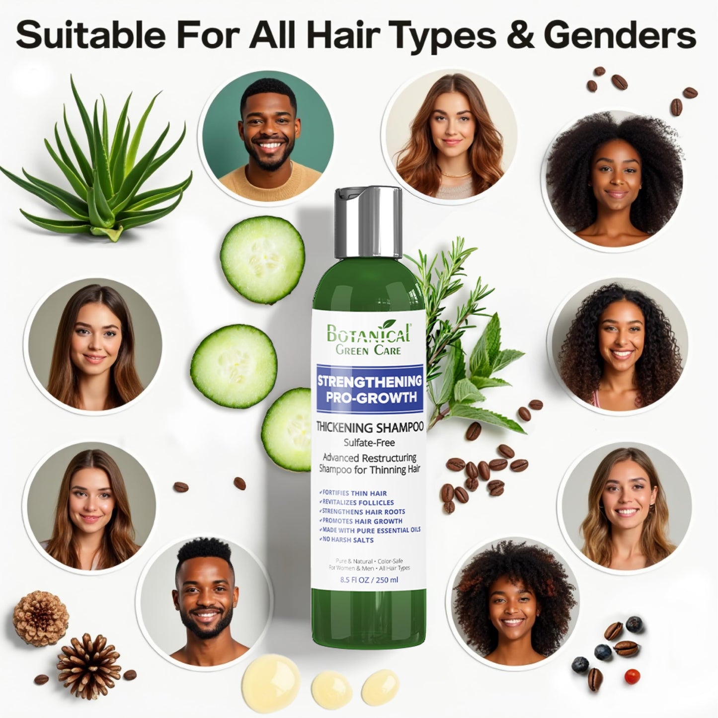 Botanical Green Care Strengthening & Pro-Growth Shampoo – Made in USA
