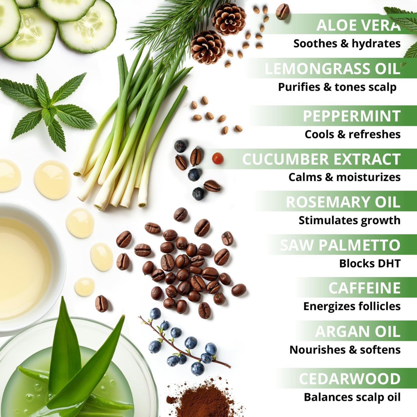 Botanical Green Care Rosemary & Lemongrass Shampoo – Hair Growth & Thickening, USA Made