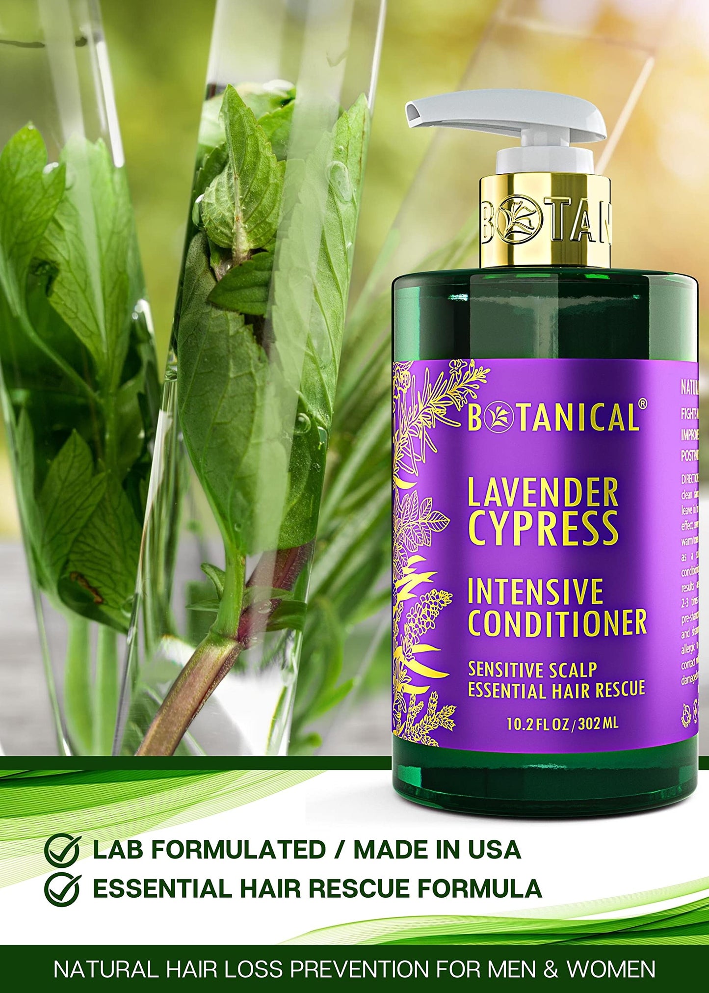 Botanical Hair Growth Lab Lavender Conditioner – Scalp Stimulation & Hair Growth Support, 10.2 Fl Oz