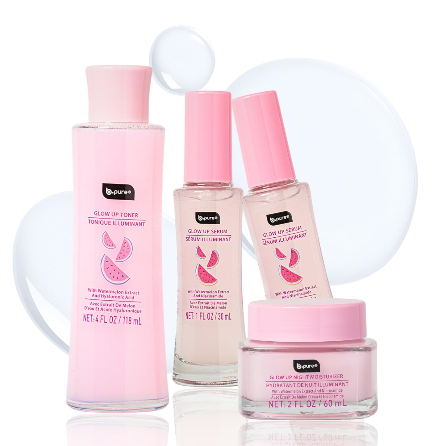 b.pure Glow Up Renewing Skin Care Gift Set | Hyaluronic Acid, Niacinamide, Watermelon Extract
