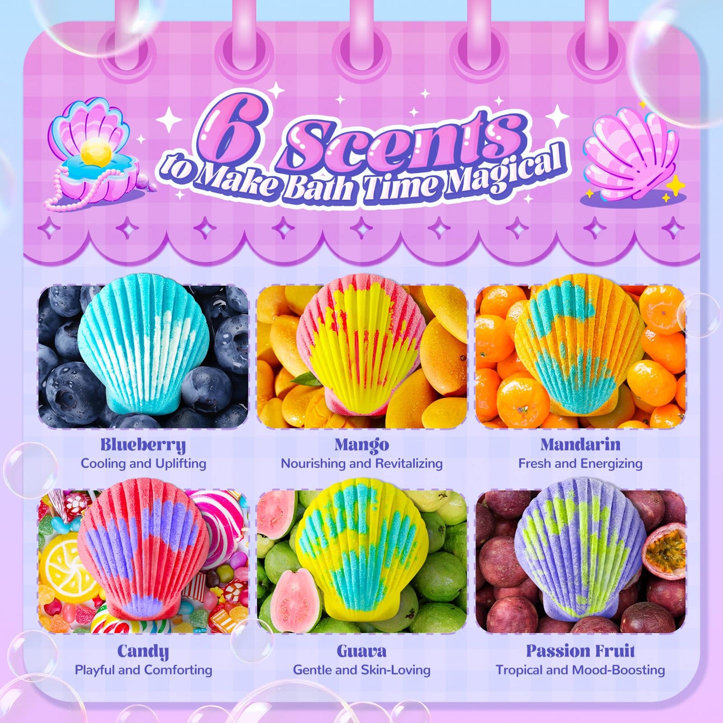 BreezeDream Shell Bath Bombs for Girls – 12-Pack Mermaid & Unicorn Gift Set with 20 Surprises