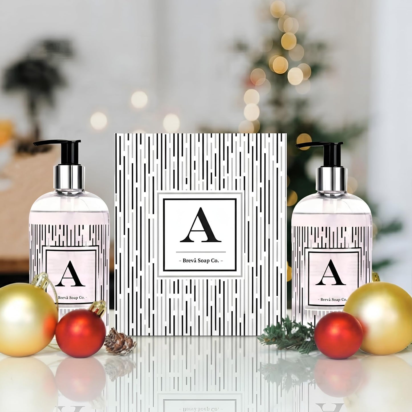 Brevä Soap Co. Monogrammed Hand Soap – Letter T | Citrus Bloom Scent | 12 oz (Pack of 2)