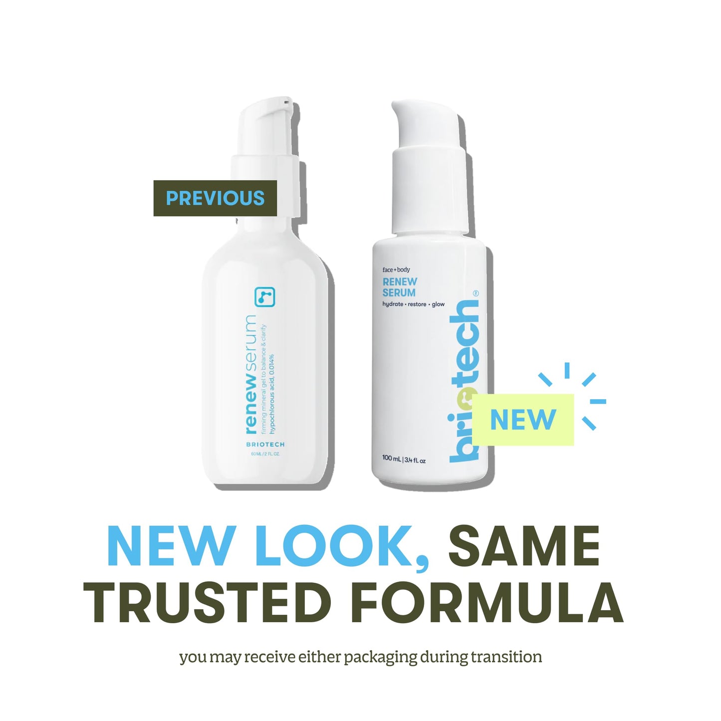 BRIOTECH Renew Serum – Hypochlorous Acid Mineral Gel for Firmer Skin, 3.4 fl oz (2 Pack) – Vegan
