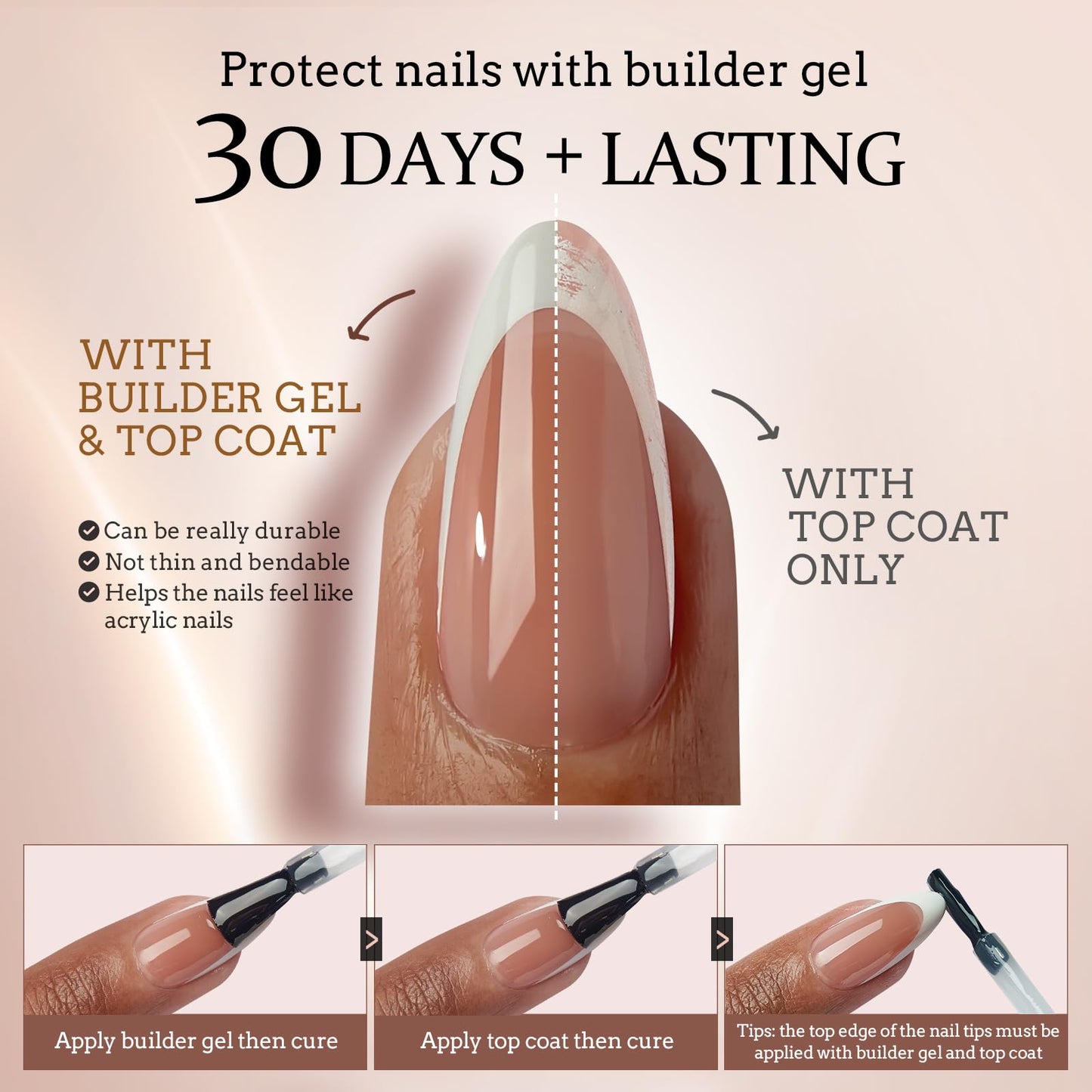 BTArtbox French Tip Press-On Nails with XCOATTIPS – 5 Styles, Short Coffin, 150pcs