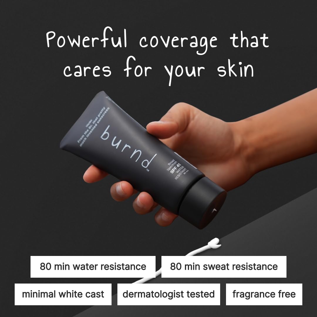 burnd SPF41 Broad Spectrum Sunscreen — 80 Min Water-Resistant, Clear Dry Finish