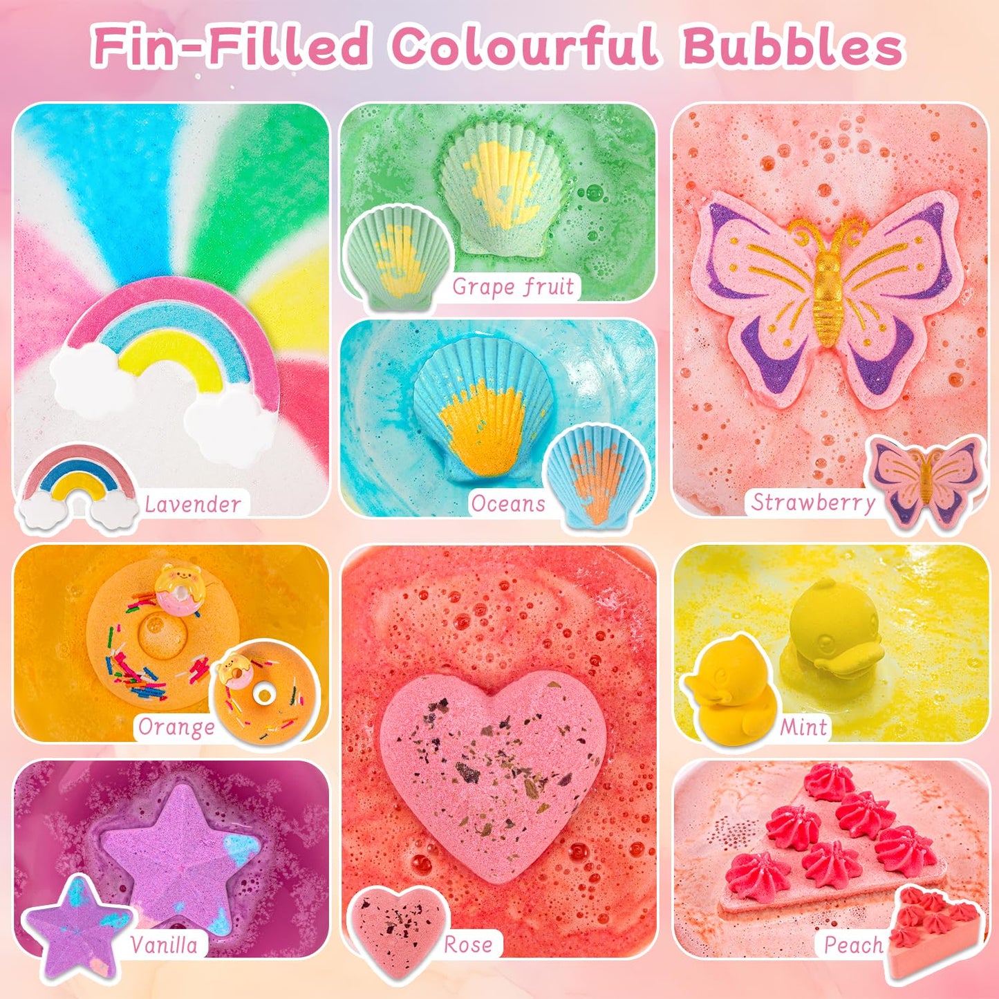 BusyMouth 9XXL Bath Bombs Gift Set – 9pc Kids Bath Bombs with Surprise Toys