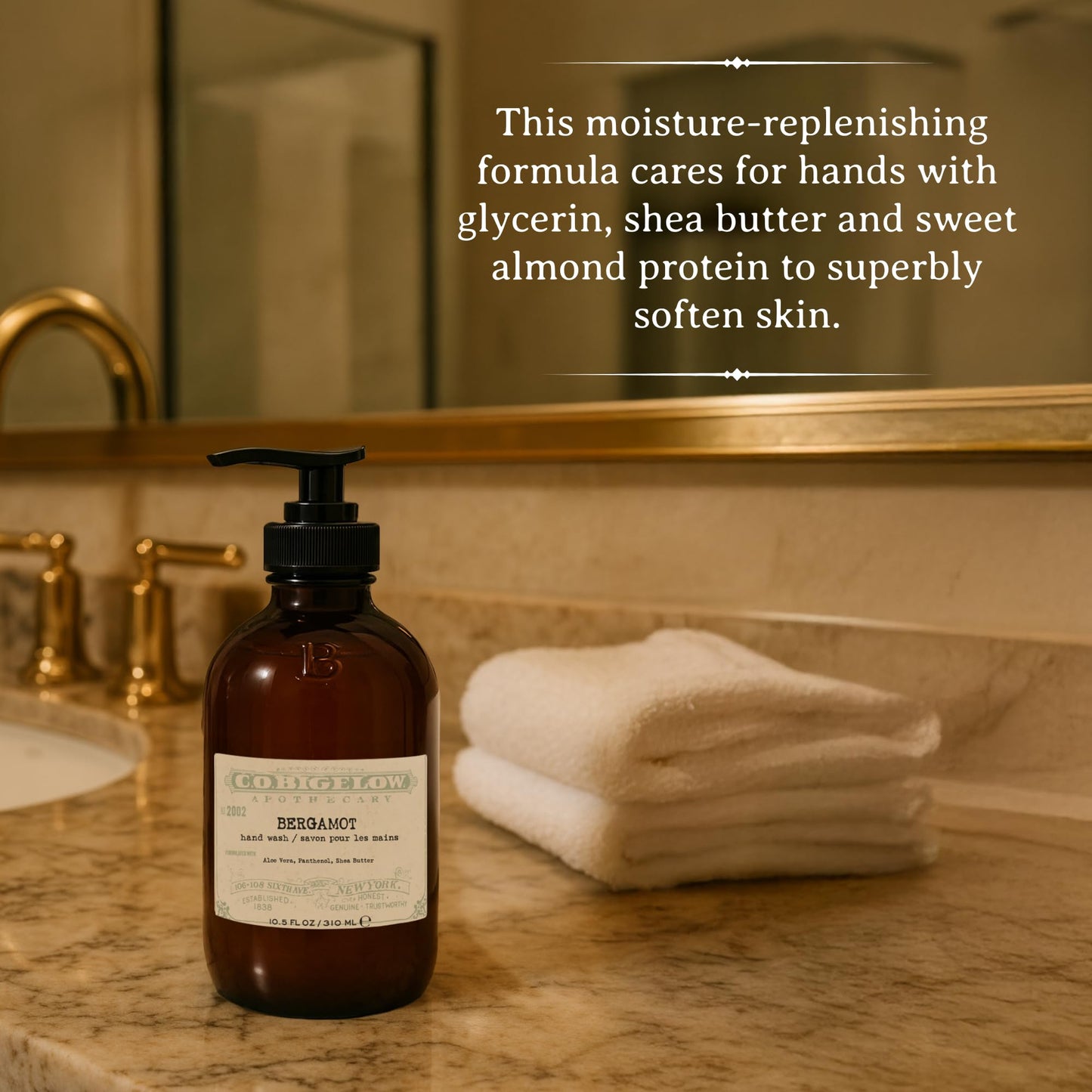 C.O. Bigelow Bergamot Hand Wash – Moisturizing Liquid Soap with Shea Butter & Aloe, 10.5 Fl Oz