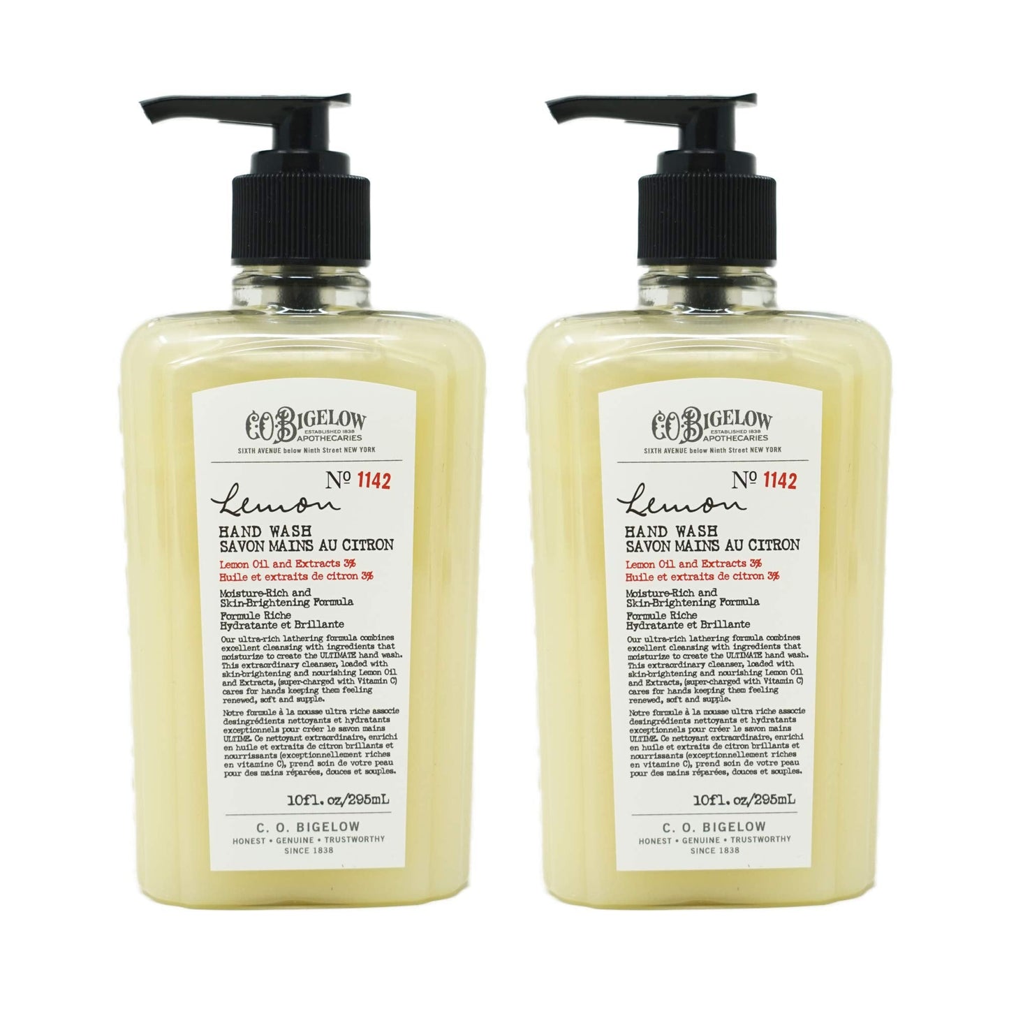 C. O. Bigelow Lemon Hand Wash – Pack of 2 | Lemon Extract & Aloe Vera | 10 Fl Oz