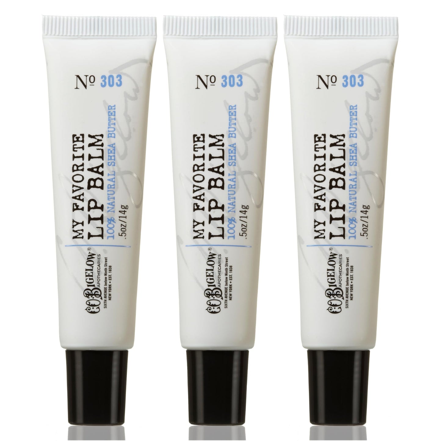C. O. Bigelow My Favorite Lip Balm Tubes – Pack of 3, Unscented Hydrating Lip Balm 0.5 oz