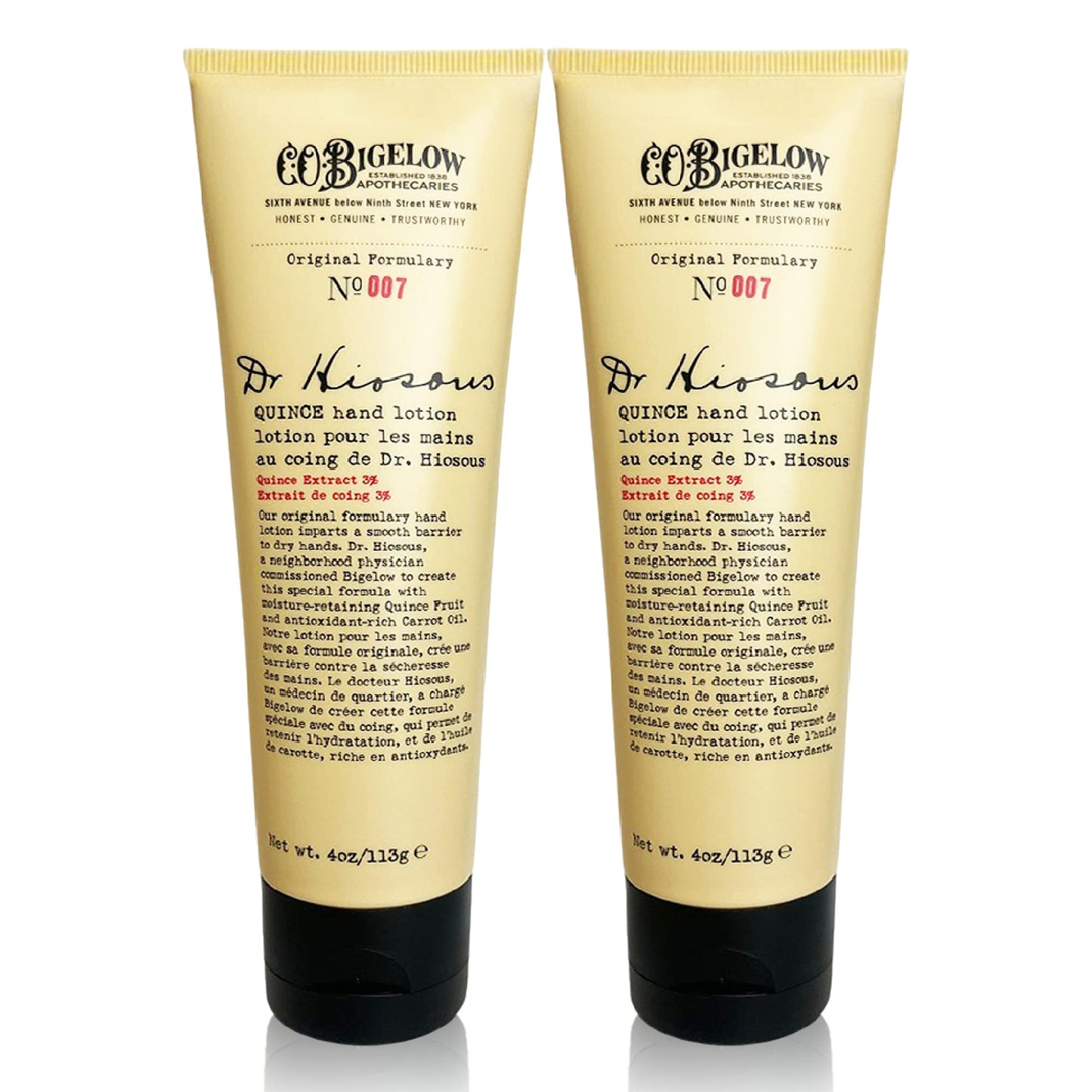 C. O. Bigelow Dr. Hiosous Quince Hand Lotion No. 007 – Pack of 2, 4 fl oz, Unscented