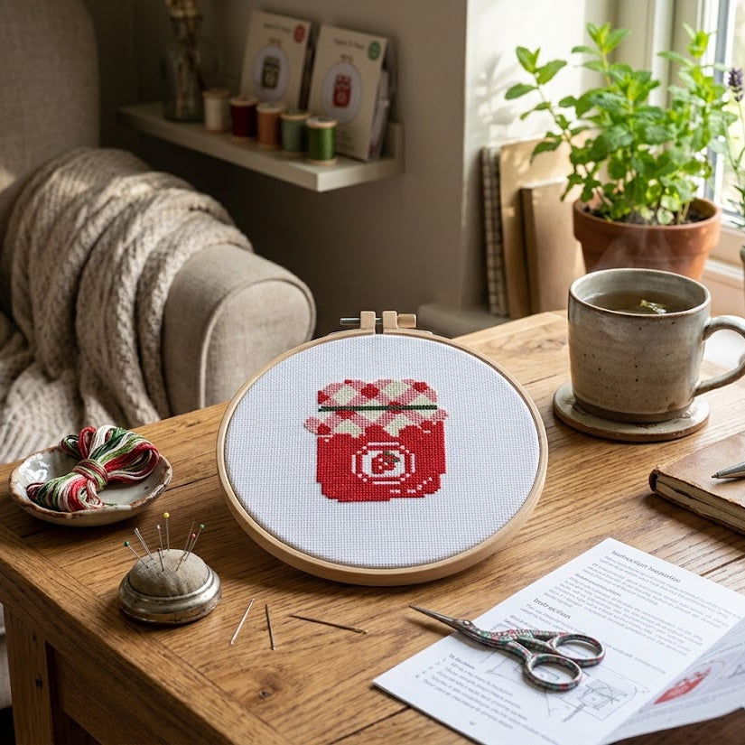 Apples To Pears Cross Stitch Craft Kit - Jam Jar
