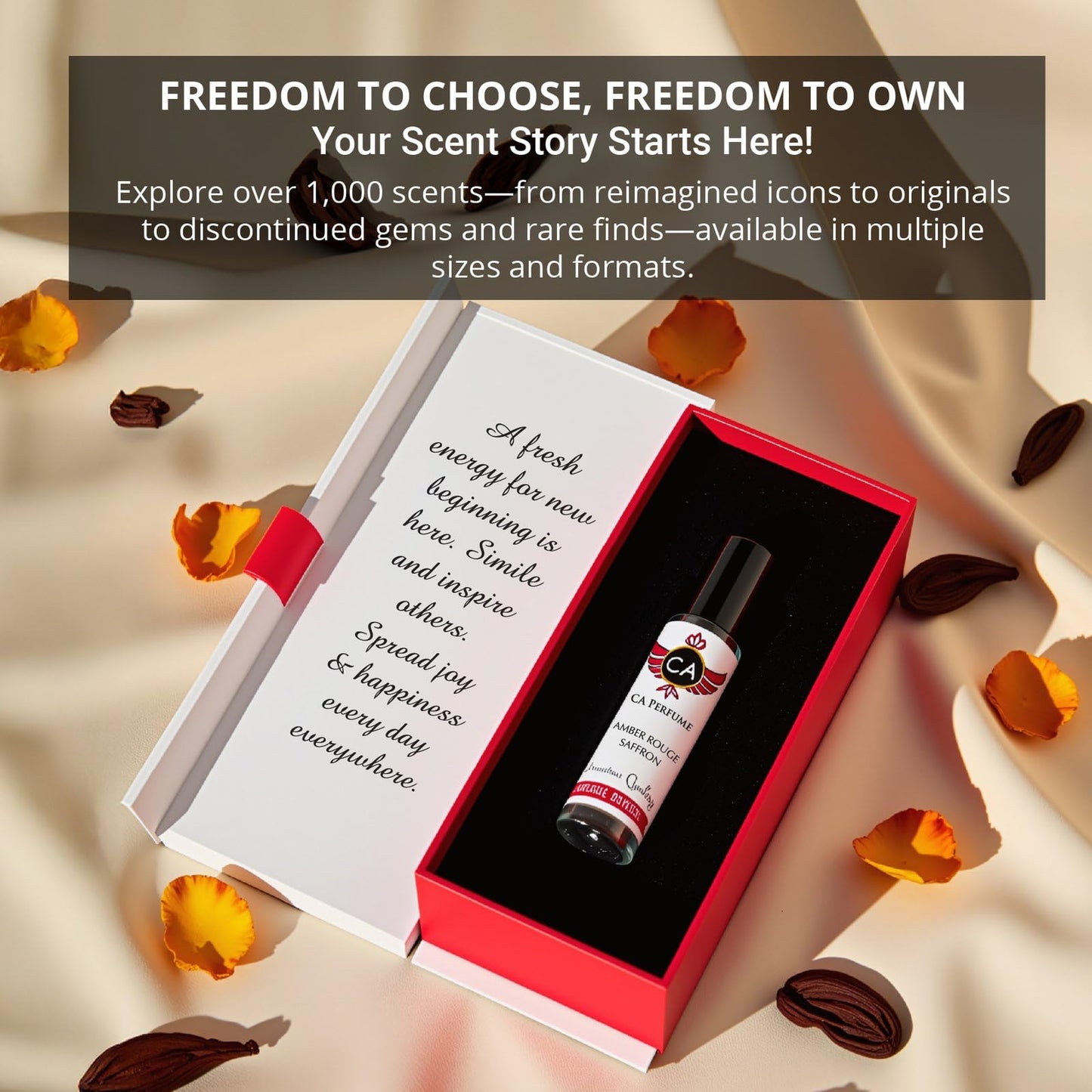 CA Perfume Amber Rouge Saffron Oil — Alcohol-Free Fragrance Roll-On (2-Pack)