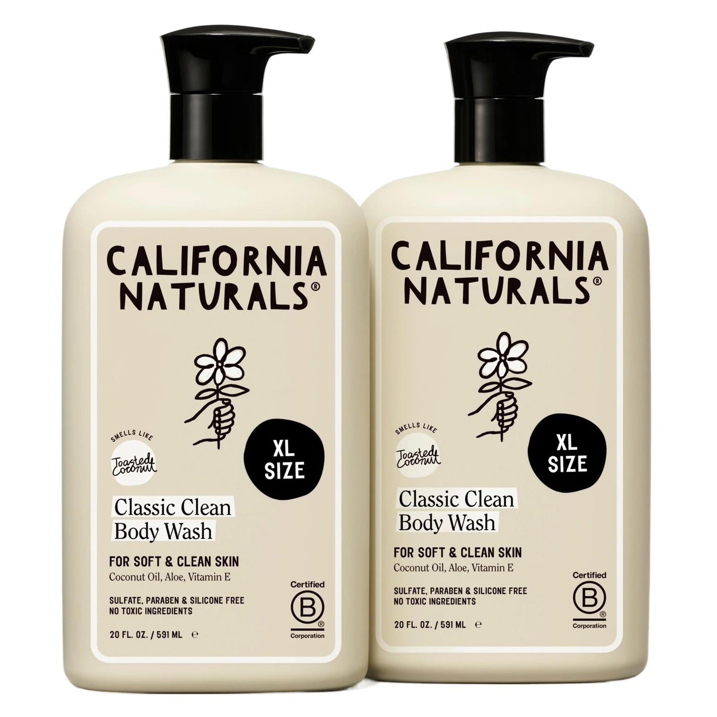 California Naturals Classic Clean Body Wash 2-Pack – Daily Clean, Vegan & Cruelty-Free, 20 oz