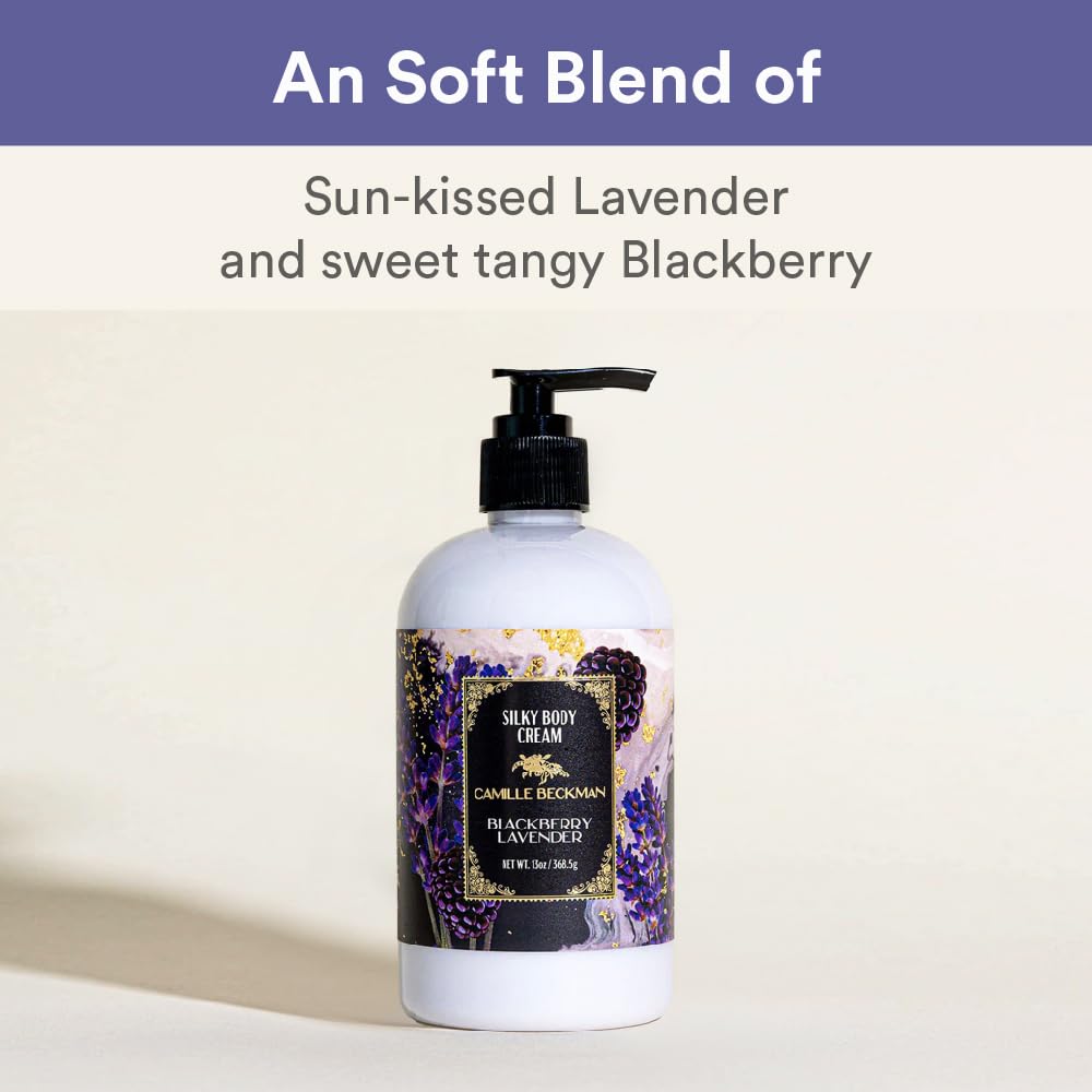 Camille Beckman Blackberry Lavender Silky Body Cream – Daily Vegan Moisturizer (13 oz)