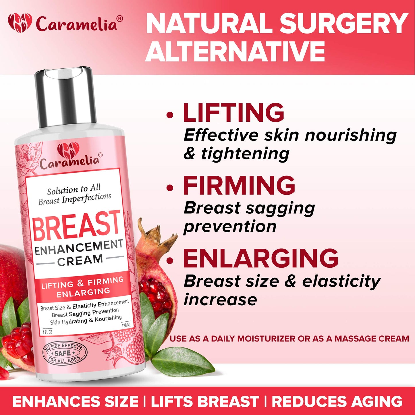 Caramelia Breast Enhancement Cream - USA Made, Firming & Lifting, Paraben-Free, 4 oz