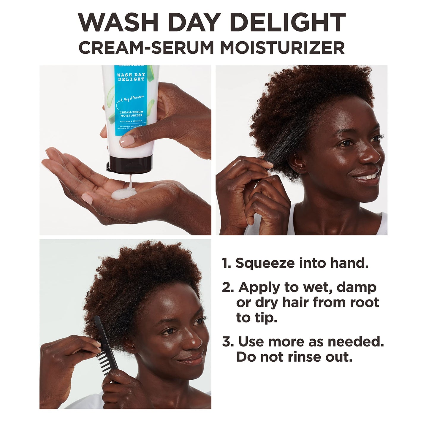 Carol's Daughter Wash Day Delight Cream Serum Moisturizer for Curly Hair – Anti-Frizz, Aloe & Glycerin, 6.8 fl oz