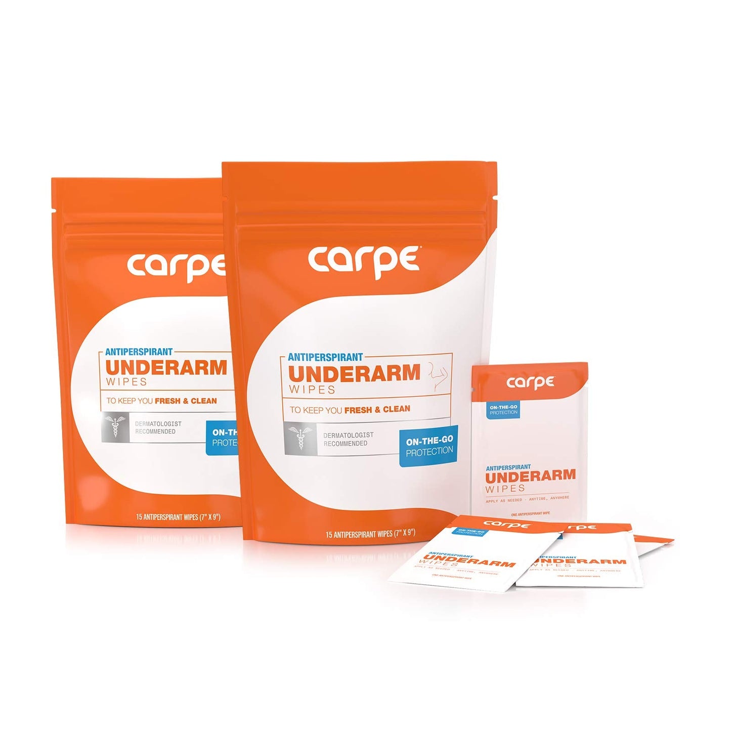 Carpe On-The-Go Antiperspirant Underarm Wipes – Pack of 2 Boxes | Sweat Relief On The Move
