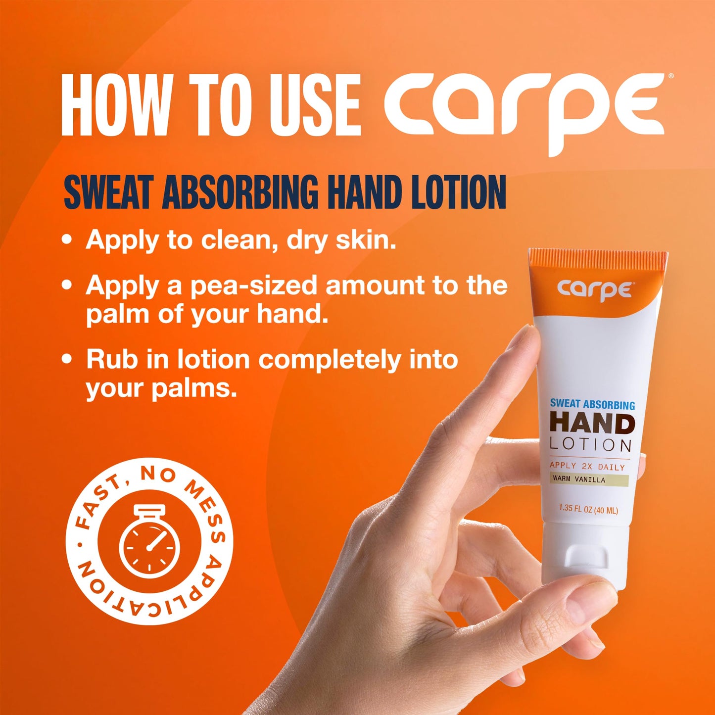Carpe Sweat Absorbing Hand Lotion (2-Pack) – Dermatologist-Recommended, Non-Greasy & Quick-Drying